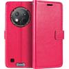 Shantime Custodia Portafoglio in Pelle PU Compatibile con Oukitel G1, Cover con Chiusura Magnetica, Tasche per Carte e Funzione Stand (Rosso rosa)