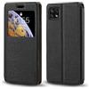 Shantime Custodia Flip in Pelle con Finestra Compatibile con Samsung Galaxy A22 5G, Display Visibile, Chiusura Magnetica Invisibile e Slot Carta(Nero)