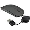 Generic Mouse Ottico Cablato USB, Mouse con Cavo Retrattile, Regolazione 800/1200/1600DPI, Mouse Silenzioso per Computer Portatile Per Giochi d'Ufficio (Nero)
