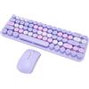 Dpofirs 68 Tasti Rotondi Combinati Tastiera e Mouse Wireless, Stile retrò Tema Carino e Colorato, Regolazione DPI, per 10/11, per 8, 7, Laptop OS X, Desktop (Tema viola)