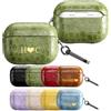 AESTHESTIFY Custodia in pelle con iniziale personalizzata per AirPods Pro 3/2/1 Gen/Air Pod 4a 3a 2a 1a generazione, lettere con nome personalizzate, custodia in pelle di coccodrillo di lusso con portachiavi a