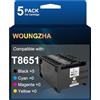 Woungzha Cartuccia d'inchiostro compatibile T8651 T8651XL Nero Inchiostro Pigmento Compatibile per Epson Workforce Pro WF-M5191 M5190 M5690 M5693 M5193 (5 Nero)