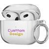 AESTHESTIFY Custodia trasparente personalizzata per AirPods di 4a/4a generazione con moschettone portachiavi, cover personalizzata morbida protettiva antiurto per Apple iPod di 4a generazione, nome del logo