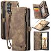 UFinetech Custodia per Samsung Z Fold 6, Portafoglio Multifunzionale Cover Galaxy Z Fold6, Fessure Carte, Tasca con Cerniera, Supporto S-Pen, Antiurto, Ricarica Wireless, Cinturino Rimovibile, Marrone