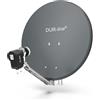 DUR-line Set da 2 partecipanti - Impianto satellitare in alluminio di alta qualità - Select 60 cm/65 cm specchio/ciotola antracite + Twin LNB - per 2 ricevitori/TV [Tecnologia all'avanguardia, DVB-S2,