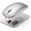 Generico Mouse Wireless Argento Ricaricabile,Mouse Bluetooth+2.4G Dual Mode, Sottile e Silenzioso,Design Ergonomico in Alluminio Look,Compatibile con MacBook Air/Pro, iPad, Laptop, PC Windows-Silver-Mangári