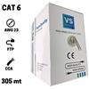 Vsnetwork 305 Metri Cavo di Rete Ethernet 305m | CAT6, FTP, CCA, RJ45 | Bobina di Rete | Schermato Gigabit 10/100/1000 Mbps LAN Ethernet Grigio