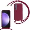 SLWYF Custodia per Samsung Galaxy S25 Plus Cover con Cordino, Silicone Antiurto TPU Morbido Corda Collana Necklace Regolabile Stylish con Catena Ultra Sottile Cover Case, Rosso