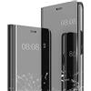 YukeTop Custodia per Samsung Galaxy A23 5G, Case Clear View Standing Cover Makeup Mirror Flip, Mirror Plating Full Body 360°Smart Cover Protection per Samsung Galaxy A23 5G (Nero)