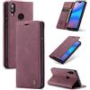 WenBaby CaseMe Cover per Huawei P20 Lite, Magnetica Cover a Libro con Slot per Schede, Custodia in PU Pelle Portafoglio per Huawei P20 Lite, Rosso
