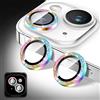 Kucheed Proteggi Obiettivo Fotocamera Glitterato Compatibile con iPhone 13/13 Mini, Adesivi per Copertura Fotocamera in Vetro Temperato, Allineamento Automatico dei Singoli Anelli Metallici