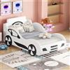 Soweiz Modello Lettini da auto, letti da auto, letti piani 90 x 200 cm, lettini per bambini, culle con ripiano sotto il letto, sicuri e protetti Forma unica (bianco)
