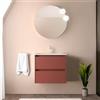Inbagno Mobile bagno sospeso 70 cm rosso satinato con lavabo in ceramica ad incasso, 2 cassetti con chiusura soft-close, Linea GAYA