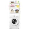 HIKUUER Scaffale per lavatrice a 3 ripiani, lunghezza 54-81 cm, organizer sopra il WC, con ganci e tappetini antiscivolo (bianco)