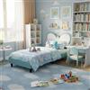 BLSYHDH Lettino 90 x 200 cm con LED, Letto con rete a doghe, Letto Principessa con Testiera Farfalla (Bianco Blu + Flanella, 90 x 200 cm)