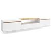 Skraut Home | Mobile TV Soggiorno | Ampio spazio a disposizione | 260x45x35cm | TV di grande formato | Sospeso, da appendere | Stile moderno | Bianco e Rovere soft
