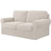 WWQQKJ Copridivano Elasticizzato Copridivano 2 Posti Con 2 Schienali E 2 Fodere Per Cuscini Di Seduta Separato Per Mobili 145-178 Cm 5 PZ(Beige)