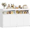 Hzuaneri Credenza Cucina, Credenza Soggiorno, 4 Ante, 40x140x85 cm, Bianco