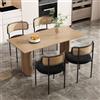 Merax Set di 4 sedie da cucina moderne con schienale in rattan, sedie da pranzo con quattro gambe di supporto in metallo, velluto, nero