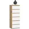 AKORD | Cassettiera a 6 Cassetti | Credenza Alta | Moderna Mobiletto per Soggiorno Sala da Pranzo Camera da Letto Corridoio Bagno | Armadio Cameretta | 35x40x109 cm | Quercia artigianale