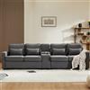KOMHTOM Divano grande 4 posti grigio scuro, mobili da soggiorno moderno e minimalista con imbottitura e tasche sulle braccia (grigio scuro+console)