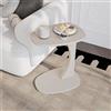 sugodesign Tavolino da salotto con ruote, piccolo tavolino a forma di C in stile Beige sabbia, piccolo tavolino da salotto ideale per computer portatili, tazze - Norma
