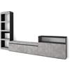 Skraut Home | Mobile Soggiorno TV | Parete Attrezzata Soggiorno | 310x186x35cm | Per TV fino a 65 | Set di mobili | Stile moderno | Cemento