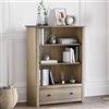 Vida Designs Panama 1 Drawer Libreria, Rustico Legnoen Mobile contenitore with 3 Shelves and Drawer, Rovere Stain Finish, H110xW80xD35cm (Solid Pine)