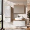 Planetmöbel Arisa - Set di mobili da bagno con mobiletto da 80 cm, in rovere dorato, con armadietto a specchio ARIA e mobiletto alto, 55 cm, colore: Bianco