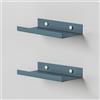 Steelnovo | Caronte, Coppia di Mensole Portafoto in Metallo Verniciato, 2 Mensole da Parete Portaoggetti, 20x3x10 cm, Colore Azzurro, Design Minimal e Moderno, Scaffale da Muro, Made in Italy