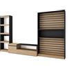 Skraut Home | Mobile Soggiorno TV | Parete Attrezzata Soggiorno | 320x186x35cm | Set di mobili | Stile moderno | Rovere e nero