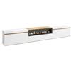 Skraut Home | Mobile TV Soggiorno | Ampio spazio a disposizione | 288x45x35 cm | TV di grande formato | Camino elettrico | Stile moderno | Bianco e Rovere soft