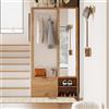 Kebnor Armadio con corridoio, 6 in 1, per appendere cappotti, corridoio con stendibiancheria, armadio e specchio, larghezza 100 cm, armadio con porta inferiore, colore legno 100 x 33 x 190 C