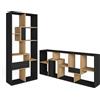 Skraut Home | Libreria scaffale | Scaffali in legno a ripiani | 162x67x31cm | Per libri | Stile moderno | Nero e rovere
