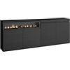 Skraut Home | Credenza, Mobile, Cucina | Madia, mobile ingresso | 200x75x35cm | 4 Porte | Camino elettrico | Stile moderno | Nero