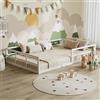 VitaliSpa Letto a pavimento Minno 120x200, letto bambini in metallo, letto Montessori con protezione anticaduta, bassa altezza d'ingresso, bianco