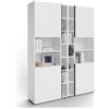 Mobili Fiver, Libreria Componibile con ante in Cannettato Romina (153,6 x 200 cm), Bianco Opaco, Libreria da Muro o Divisoria per Camera, Soggiorno, Ufficio, Made in Italy