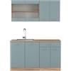 Vicco Cucina monoblocco R-Line, Rovere blu-grigio/oro, 140 cm senza piano di lavoro, adatto per installazione autoportante o vicino alla parete