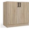 BDW Mobile base da cucina Katia D-80, 80 x 45,5 x 82 cm, rovere Sonoma, 2 ante con ripiano, mobile base per lavello, mobile da cucina