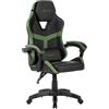 Nuwo Odin Sedia Gaming Ergonomica, Sedia PC Computer Gaming Ufficio, Braccioli Imbottiti Curvi, Schienale e Altezza Regolabile, Supporto Lombare e Poggiatesta, 120 Kg, Verde Militare