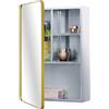 Fundin Armadietto a specchio in acciaio inox per bagno con porta dorata con cornice, ripiani multipli, 37 x 53 cm (15 x 21 pollici)