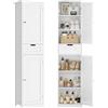 TEENFON Mobile da Bagno Salvaspazio Stretto e Alto con Cassetto, Armadietto Bagno Moderno 2 Ante + 1 Cassetto 40x30x170 cm, Bianco