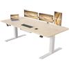Devoko Scrivania regolabile in altezza, 180 x 80 cm, con vaschetta per cavi, altezza regolabile, stabile, scrivania per computer, memoria a 2 funzioni, seduta ergonomica in acero