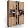 Mobili Fiver, Libreria Componibile Romina (153,6 x 200 cm), Rovere Rustico, Libreria da Muro o Divisoria per Camera, Soggiorno, Ufficio, Made in Italy