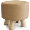 mille idee Pouf Sgabello Rotondo in Tessuto con Gambe in Legno - Design Moderno, Salvaspazio, Perfetto per Soggiorno, Camera da Letto, Ingresso - Ø28 cm, Altezza 24 cm