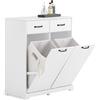 SoBuy Grande Mobile Bagno Mobile Lavanderia con 2×40L Cesto per Biancheria Armadio a Cerniera, Armadio da Bagno con 2 Cassetti per Lavanderia & Mobili da Bagno, Bianco 79.5x38x90 cm BZR208-W
