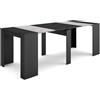 Skraut Home | Consolle allungabile | Tavolo consolle allungabile | 220 | Per 10 persone | Tavolo da pranzo | Stile moderno | Nero