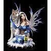 Figuren Shop GmbH Figura di Elfo inginocchiato da Lupo - Feen Lupi Decorazione Fantasy Figura Invernale