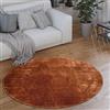 Paco Home Tappeto Salotto Pelo Corto Rotondo Moderno Morbido Lavabile Monocolore, Dimensione:Ø 120 cm tondo, Colore:Rame