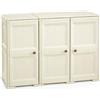 MA MAISON Armadio in Plastica 118 x 43 x 85.5 cm con 3 Ante e Finitura Effetto Legno - Mobile Contenitore Multiuso per Salotto, Balcone Coperto e Organizzazione Casa (Angora)